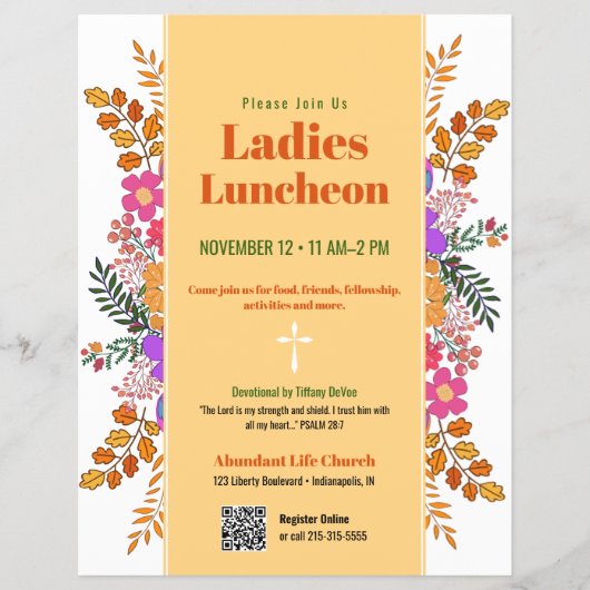 Herbstliche Blumen Damen Kirchen Mittagessen Flyer (Vorne)