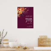 Herbstliche Blumen Erntedankfest elegante Burgunde Poster (Küche)