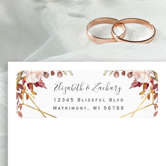 Herbstliche Blumen Gold Hochzeit Rücksendeadresse