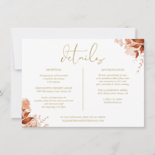 Herbstliche Blumen Gold Hochzeitsdetails Informati Einladung