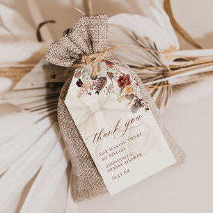Herbstliche Blumen Hochzeit Brautparty mit weißer  Geschenkanhänger
