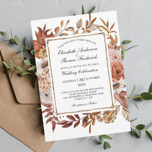Herbstliche Blumen Hochzeit Elegant Formal Einladung