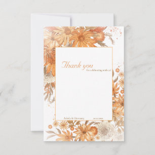 Herbstliche Blumen Hochzeit in Wasserfarben Rustik Dankeskarte