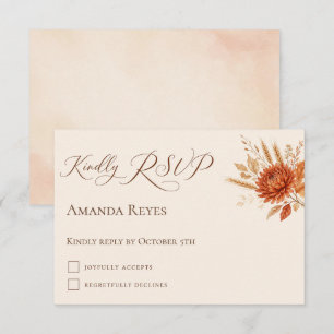 Herbstliche Blumen-Kürbis-Geburtstags-Antwortkarte RSVP Karte