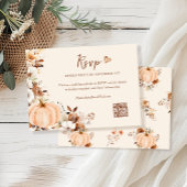 Herbstliche Blumen-Kürbis-Hochzeit QR-Code RSVP Karte
