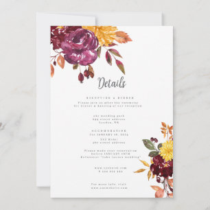 Herbstliche Blumen mit kühner Wasserfarben-Hochzei Einladung