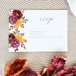 Herbstliche Blumen mit kühner Wasserfarbenblüte RSVP Karte