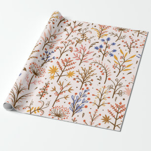 Herbstliche Blumen nahtloses Muster. Gekritzelte P Geschenkpapier