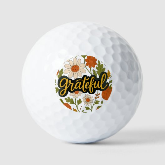 Herbstliche Blumen-Patch mit Dankbarkeits-Motiv Golfball (Vorderseite)
