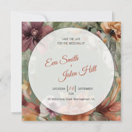 Herbstliche Blumen-Save-the-Date-Karte in melancho Einladung