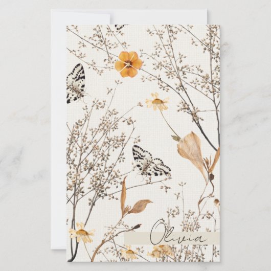 Herbstliche Blumen-Schmetterling-Papierblatt (Vorderseite)