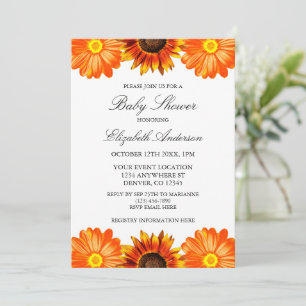 Herbstliche Blumen-Sonnenblumen-Baby-Party Einladung