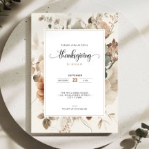 Herbstliche Blumen Thanksgiving-Dinner-Einladung
