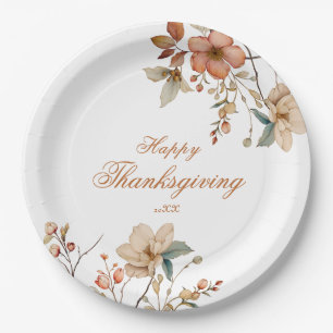 Herbstliche Blumen Thanksgiving  Pappteller