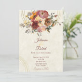 Herbstliche Blumen- und Goldhochzeit Einladung (Stehend Vorderseite)