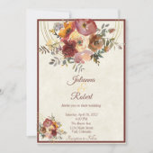Herbstliche Blumen- und Goldhochzeit Einladung (Vorderseite)