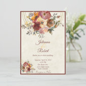 Herbstliche Blumen- und Goldhochzeit Einladung (Stehend Vorderseite)