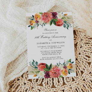 Herbstliche Blumen zum 50. Hochzeitstag Einladung