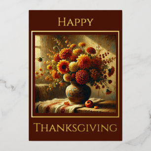 Herbstliche Blumenanordnung Thanksgiving-Folie Kar Folien Feiertagskarte