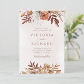 Herbstliche Blumenblätter Botanisch Rustikal Save The Date (Stehend Vorderseite)