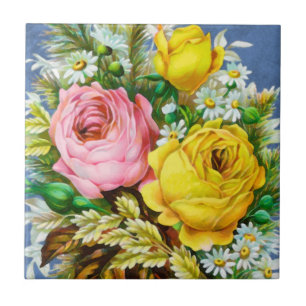 Herbstliche Blumenbouquet-Wasserfarben Fliese