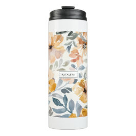Herbstliche Blumenduftige Sanfte Pastellfarben Thermosbecher