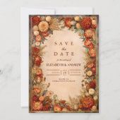 Herbstliche Blumenhochzeit Save The Date (Vorderseite)