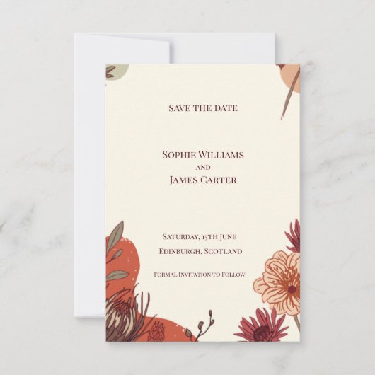 Herbstliche Blumenhochzeit - Sichert Euch den Term Save The Date (Vorderseite)