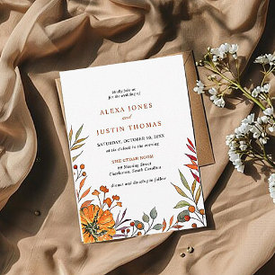 Herbstliche Blumenkürbis-Hochzeitseinladung Ankündigung