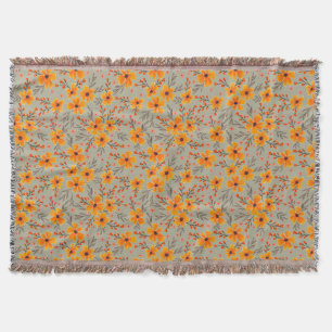 Herbstliche Blumenmuster Salbei Grün Decke