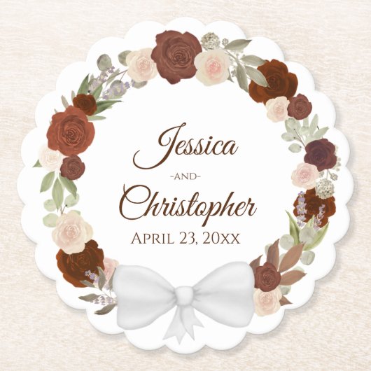 Herbstliche Blumenzeremonie - Orangen- und Pfirsic Untersetzer (Vorderseite)