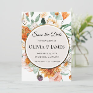 Herbstliche Blumige Goldene Hochzeit - Save-the-Da Einladung
