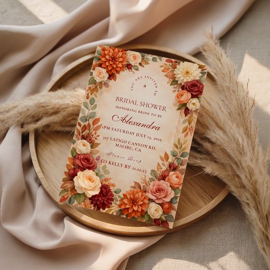 Herbstliche Blumige Hochzeitsdusche Einladung