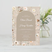 Herbstliche Blumige Rustikale Boho-Hochzeit Einladung (Stehend Vorderseite)