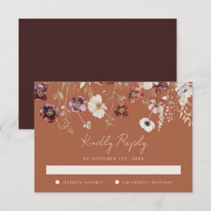 Herbstliche Blumige Terrakotta-Hochzeit RSVP Karte