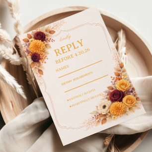Herbstliche Blumige Warme Reaktion RSVP Karte