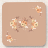 Herbstliche Blüte – Beige und orangefarbene Blumen Getränkeuntersetzer (Vorderseite)
