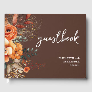 Herbstliche Blütenfarben Botanische Hochzeit Gästebuch