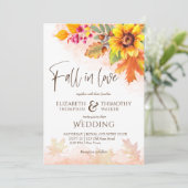 Herbstliche Blütenhochzeit in der Liebe Einladung (Stehend Vorderseite)