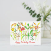 Herbstliche botanische Blume glücklich Geburtstag Postkarte (Stehend Vorderseite)