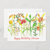 Herbstliche botanische Blume glücklich Geburtstag Postkarte (Vorne/Hinten)