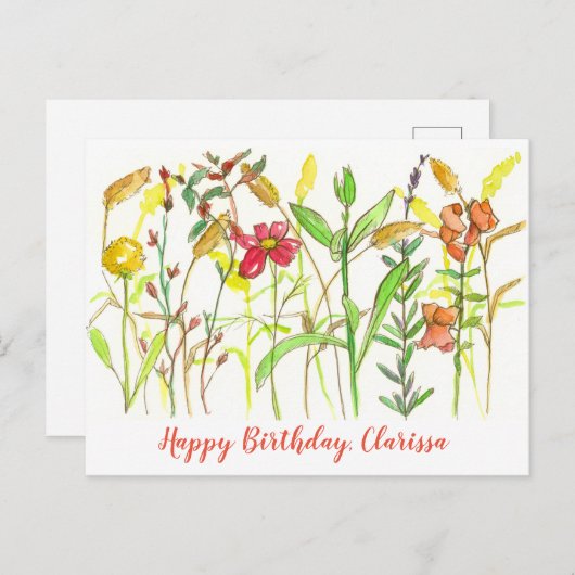 Herbstliche botanische Blume glücklich Geburtstag Postkarte (Vorne/Hinten)