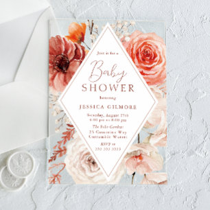 Herbstliche botanische Boho-Blumen neutrale Babypa Acryleinladungen