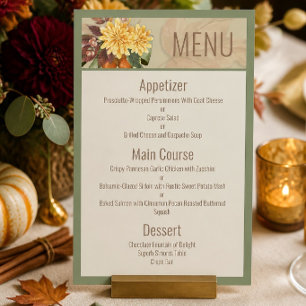 Herbstliche Botanische Hochzeit-Suite-Menükarte Menükarte