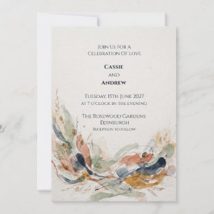 Herbstliche botanische Hochzeitseinladung mit Laub Einladung