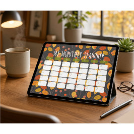 Herbstliche botanische monatliche digitale Planerv Poster