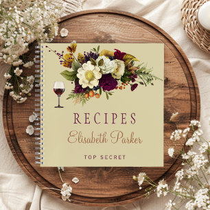 Herbstliche botanische personalisierte Rezeptbuch Notizblock