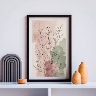Herbstliche botanische Stiele Moderne abstrakte Poster