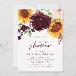 Herbstliche Bridal Shower Sonnenblumen Rosen Burgu Einladung
