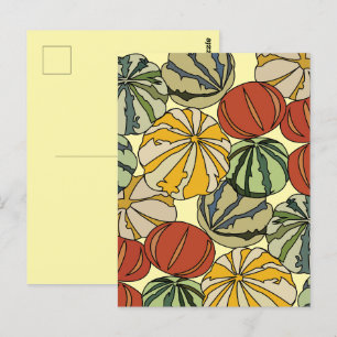 Herbstliche Bunte Kürbisse Postkarte